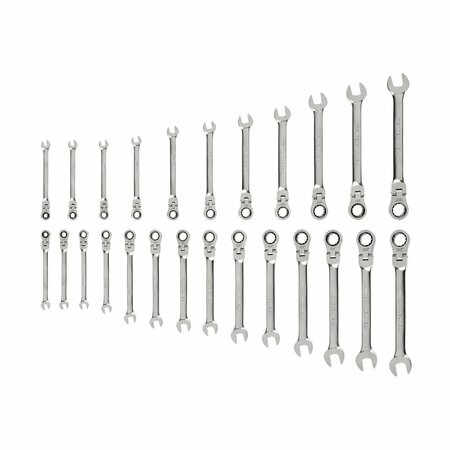 TEKTON Flex Head 12-Point Ratcheting Combination Wrench Set, 25-Piece 1/4-3/4 in., 6-19 mm WRC95004